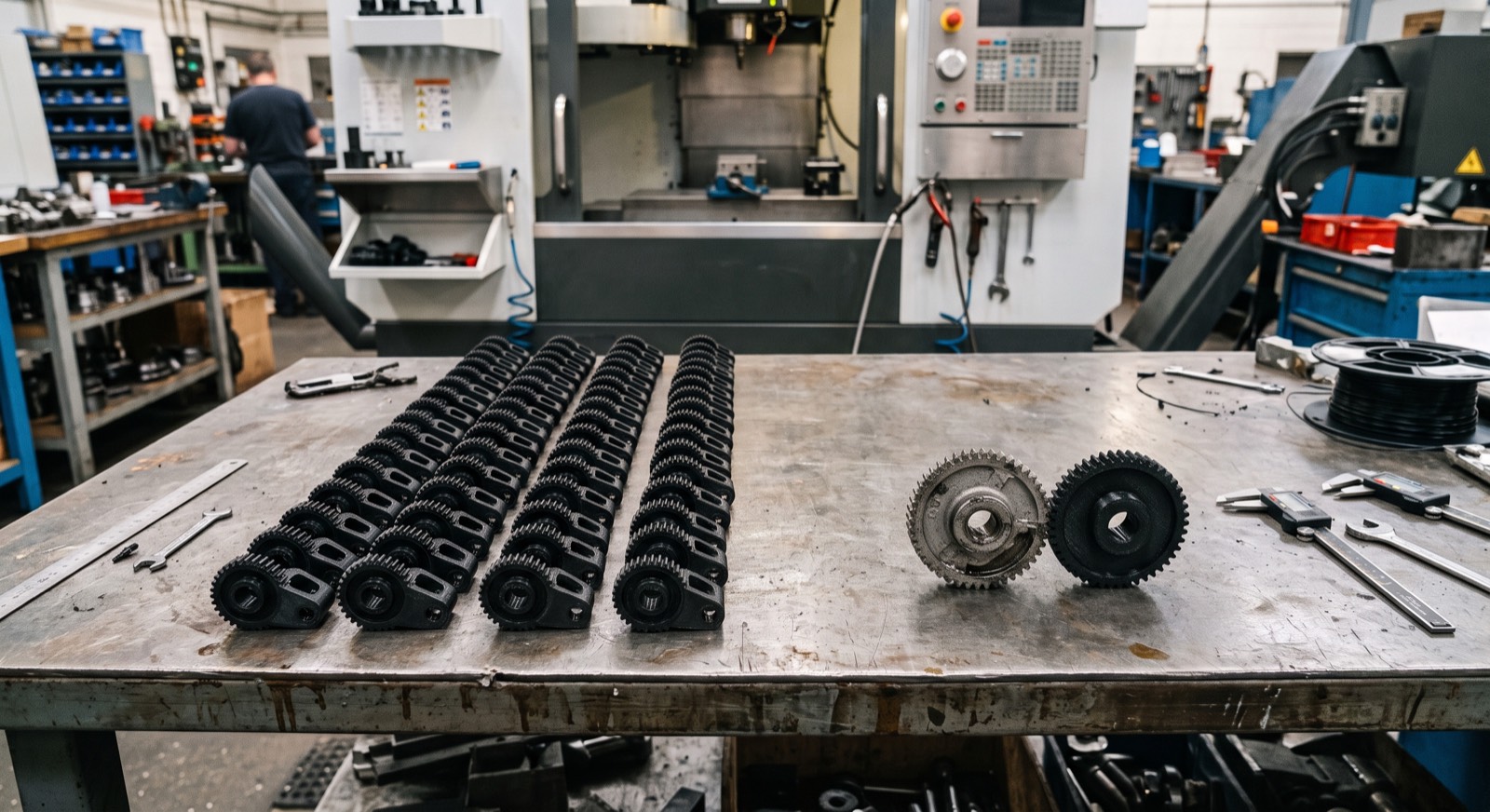 Ersatzteile für Industriemaschine — Nachfertigung von 500 Kleinteilen für eine Verpackungsmaschine nach 3D-Scan.