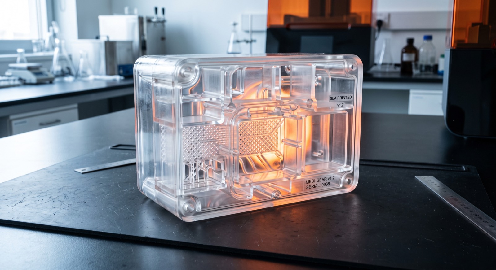 Prototyp für Medizintechnik — Funktionsfähiger Prototyp eines medizinischen Gehäuses mit 400 Druckstunden.